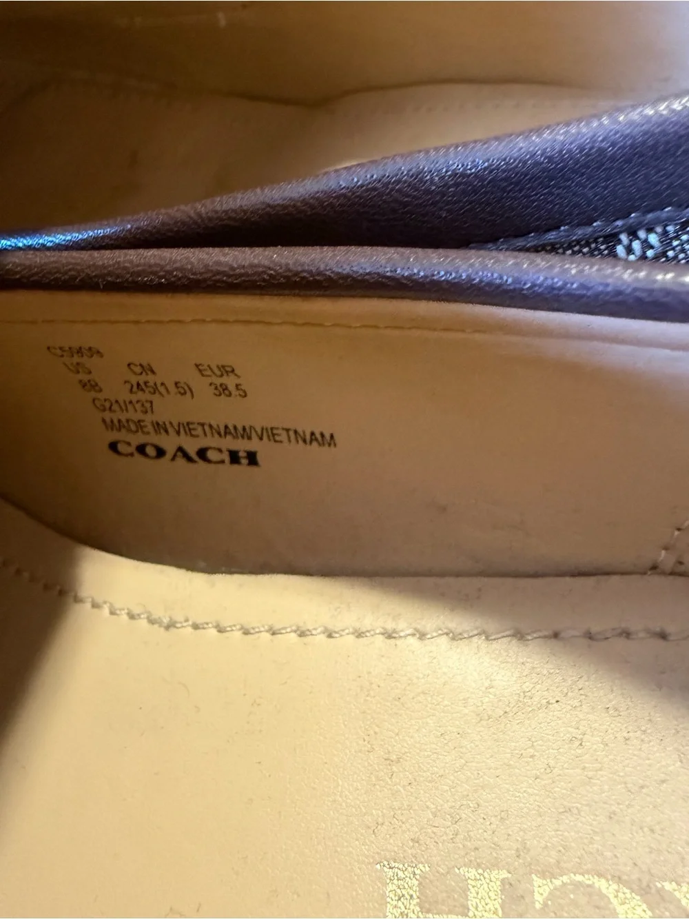 Coach Beige Signature Canvas Penny Loafers with Brown Trim
